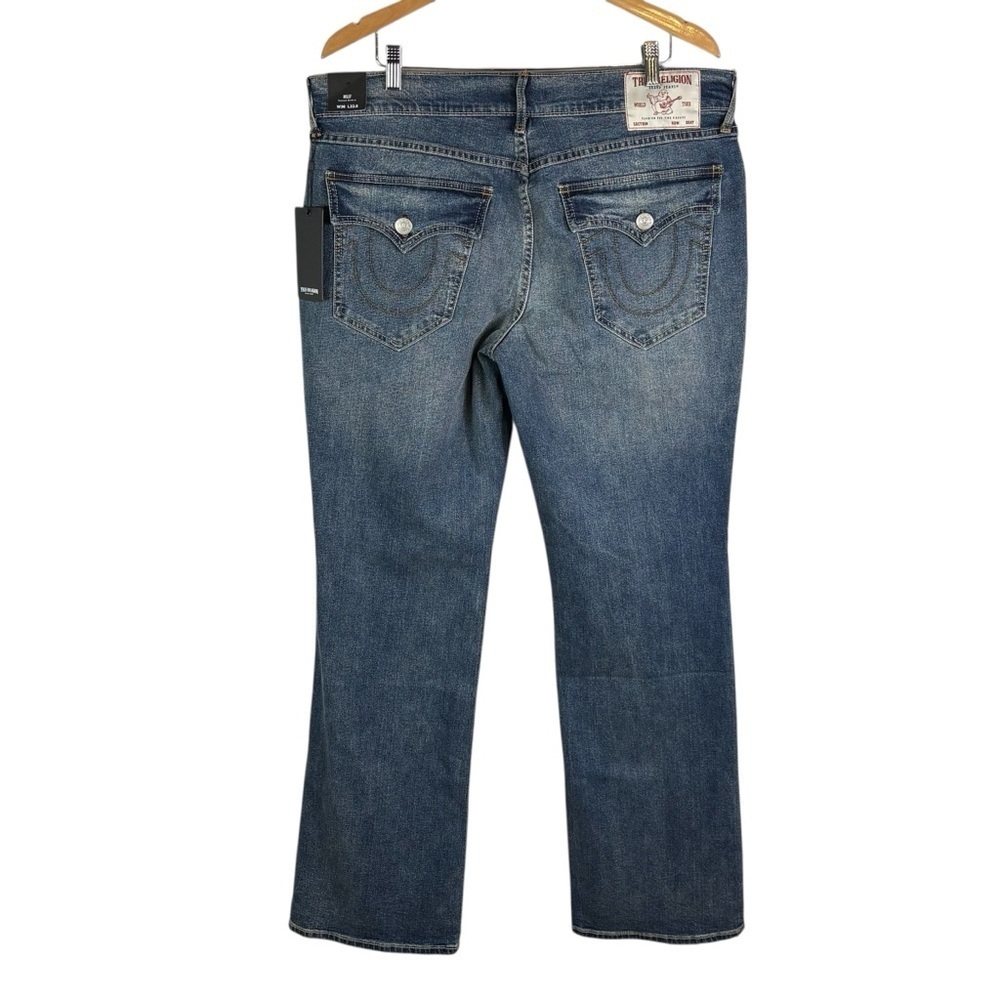 NEW True Religion Billy Flap Bootcut Jeans Size 36 Blue Relaxed Fit 36 x 33.5 - Picture 5 of 14